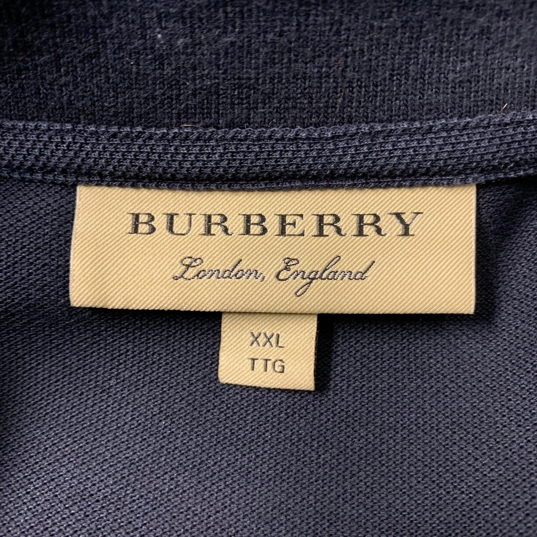 Men's BURBERRY Size XXL Navy Solid Cotton Polo