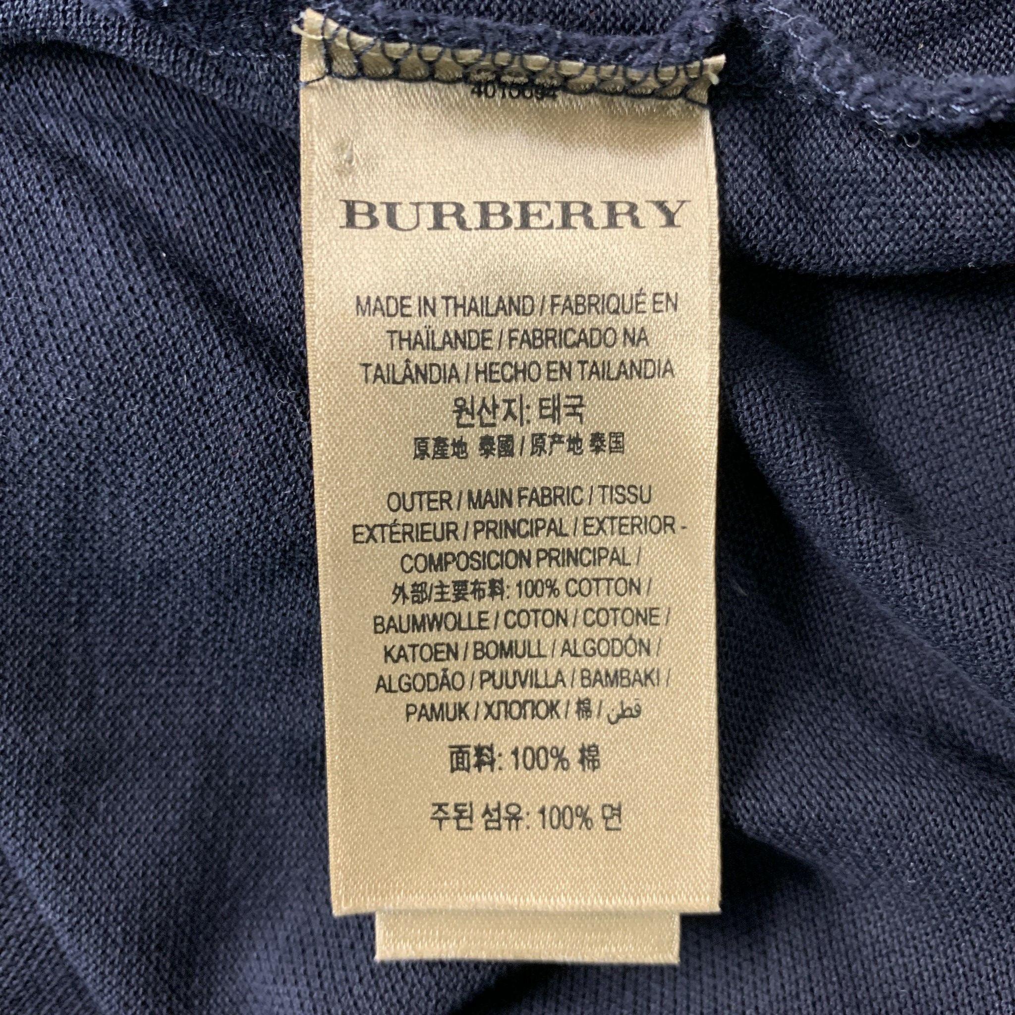 BURBERRY Size XXL Navy Solid Cotton Polo 1