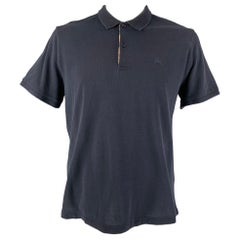 BURBERRY Size XXL Navy Solid Cotton Polo