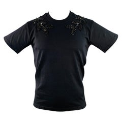 BURBERRY Talla XXXS Camiseta cuello redondo de algodón con adornos de cristal negro