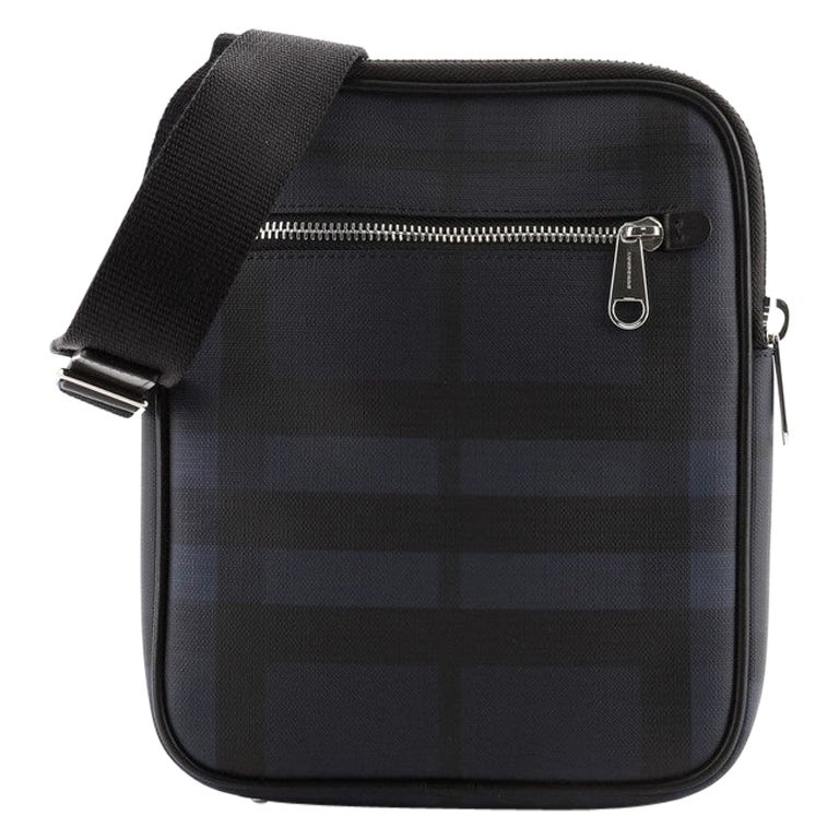 Burberry Slim Crossbody Smoked Check Coated Canvas