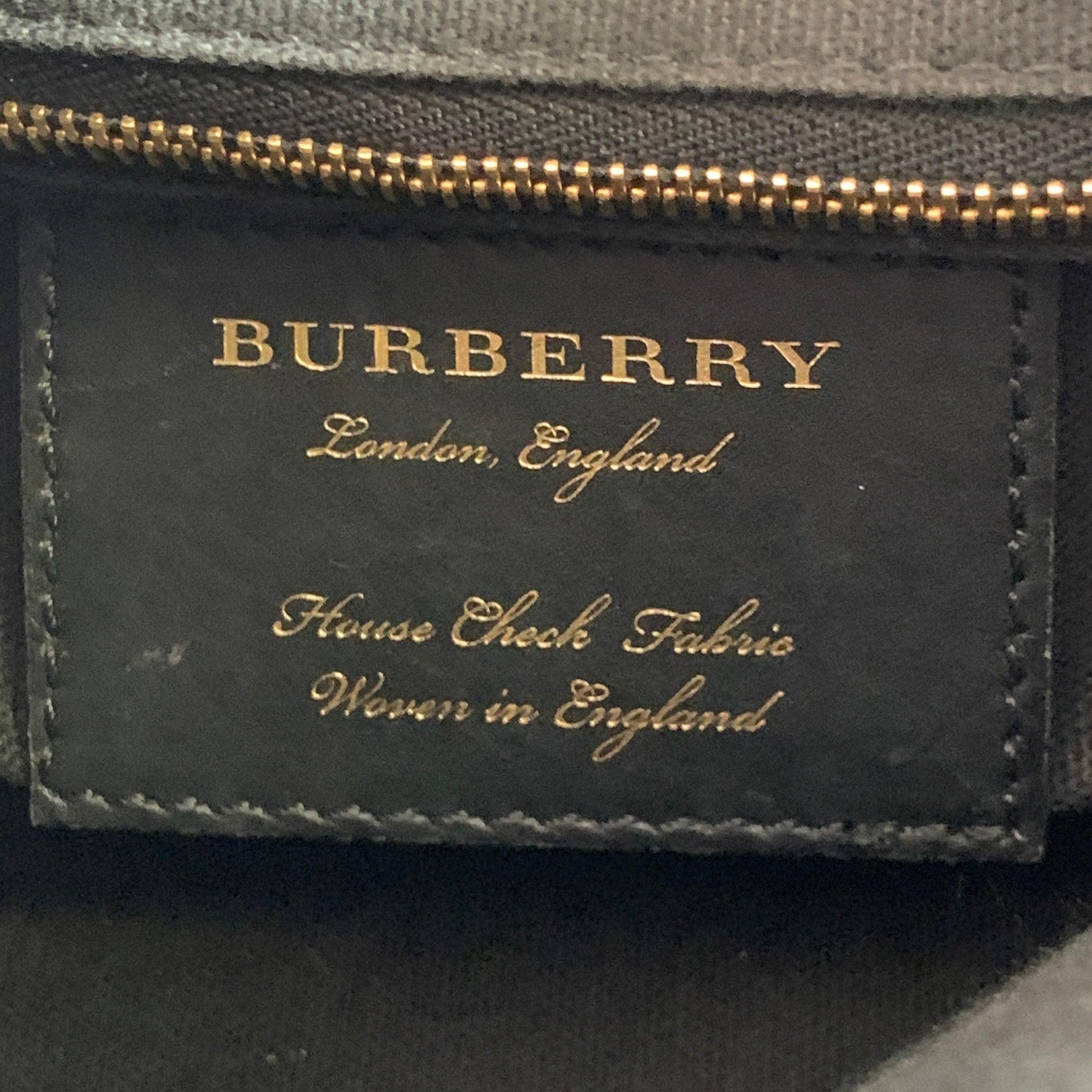 BURBERRY Bolso Pequeño Canter Negro Beige Cuadriculado Grano De Guijarro Cuero Lienzo en venta 5