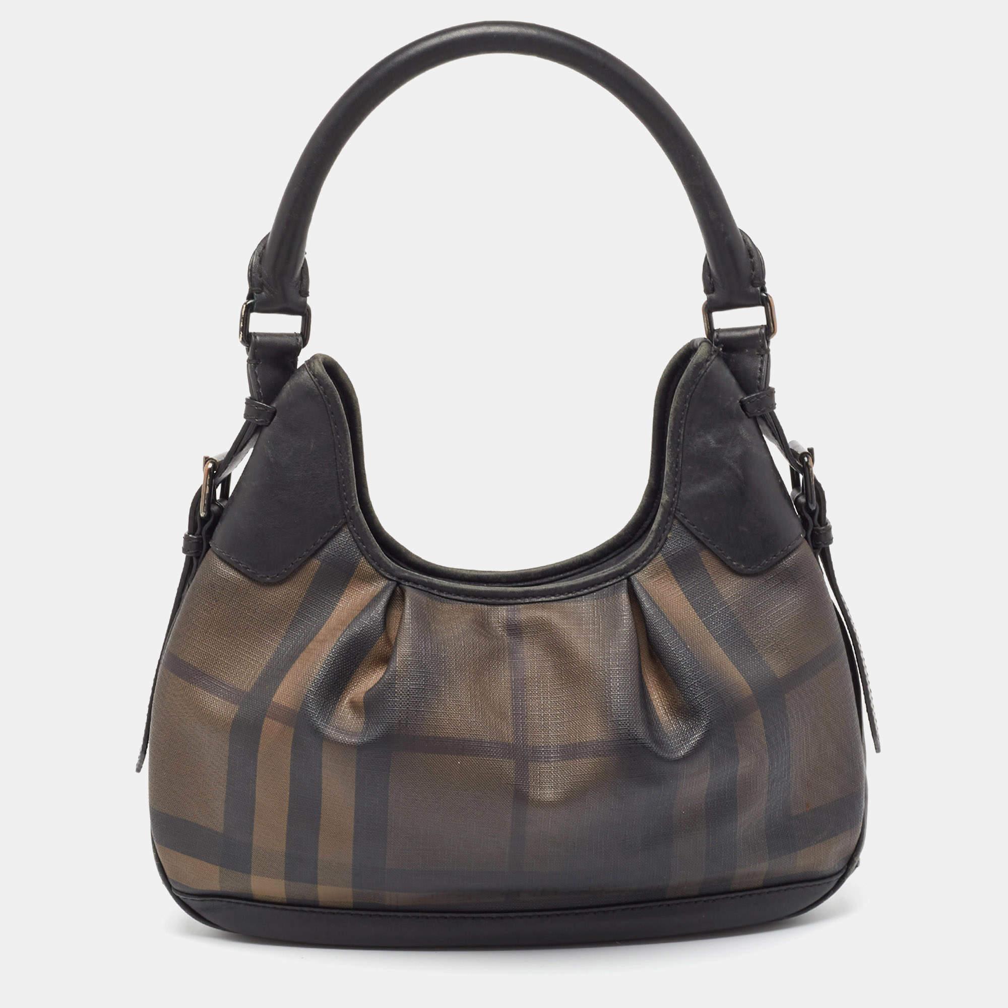 Burberry Smoked Check PVC und Leder Kleine Brooklyn Hobo aus PVC im Zustand „Relativ gut“ im Angebot in Dubai, Al Qouz 2