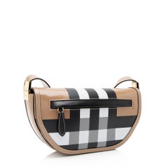 Petit sac à bandoulière Olympia à carreaux en cuir de veau lisse Burberry