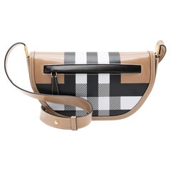 Petit sac à bandoulière Olympia à carreaux en cuir de veau lisse Burberry