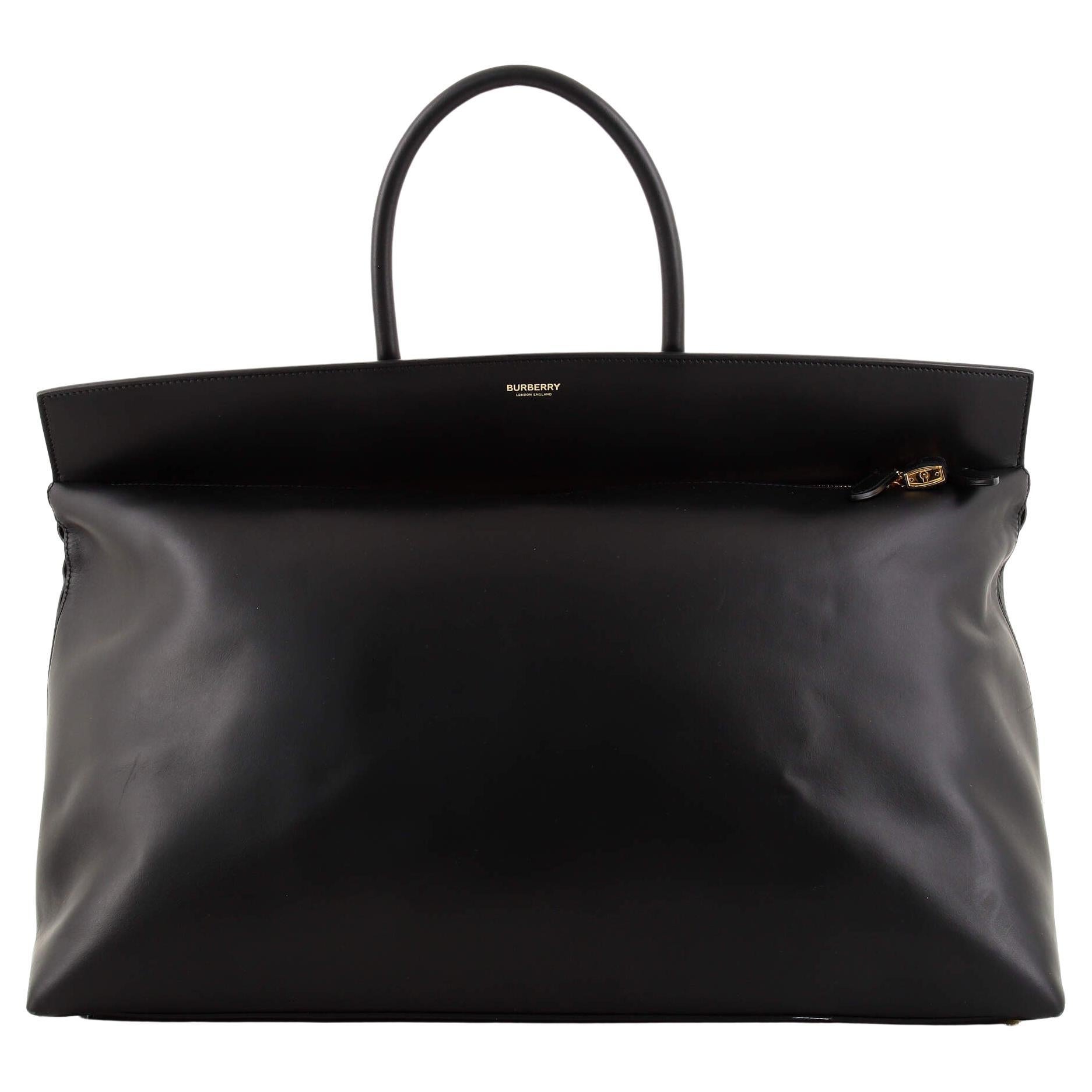 Burberry Society Top Handle Bag Leather XL