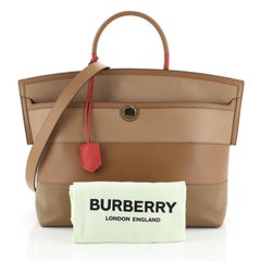 Burberry Society Top Handle Bag Panelled Leather Large