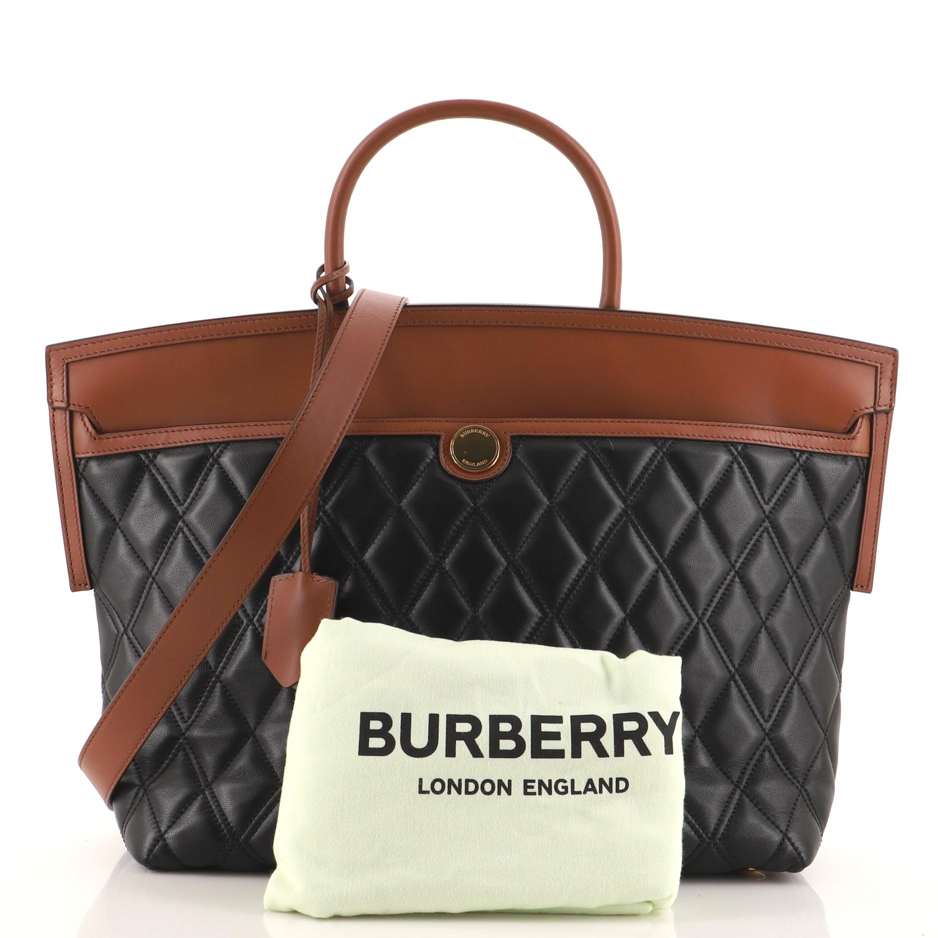 Burberry Society Top Handle Bag Quilted Leather Large at 1stDibs