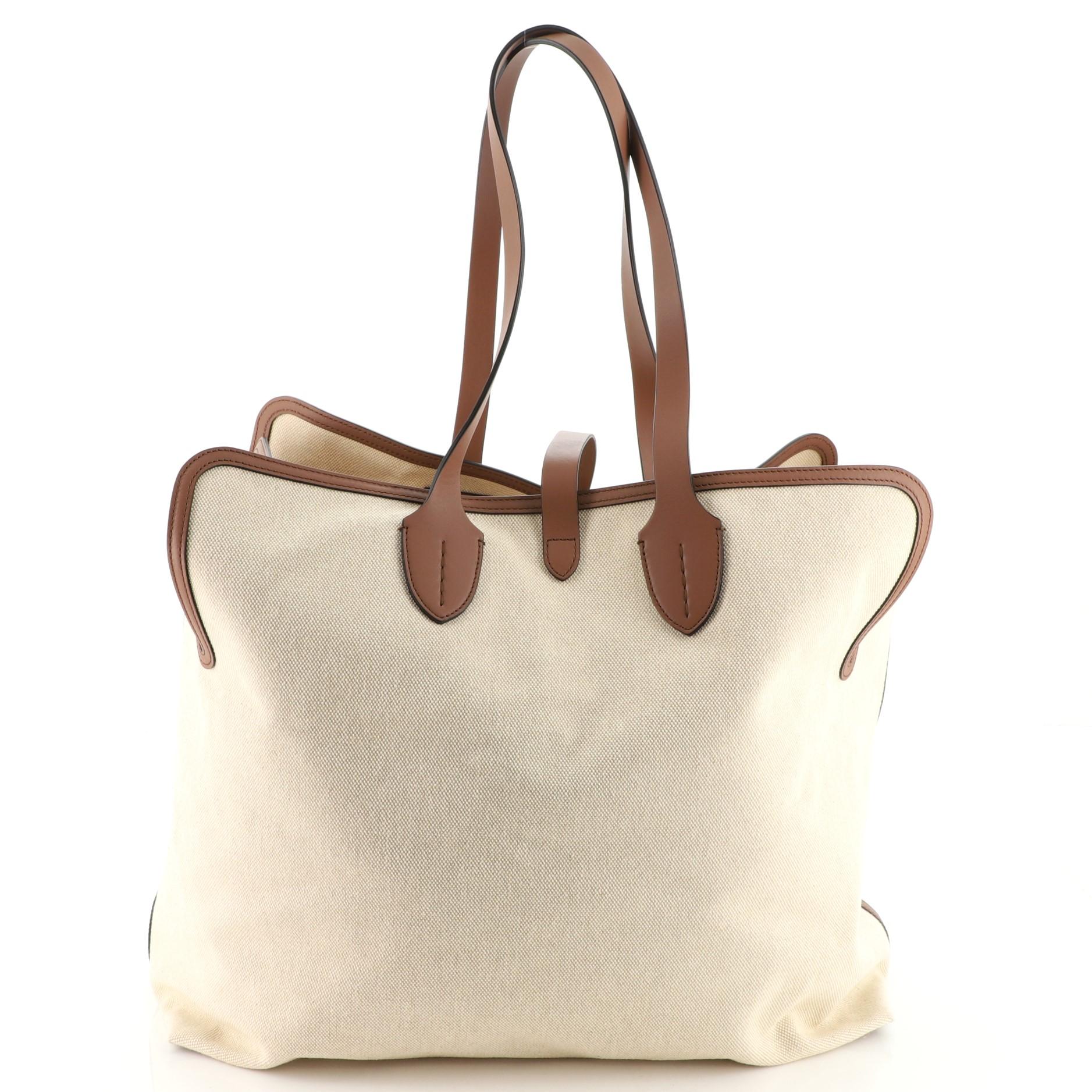 Burberry Soft Belt Tasche Canvas mit Leder Groß (Beige)