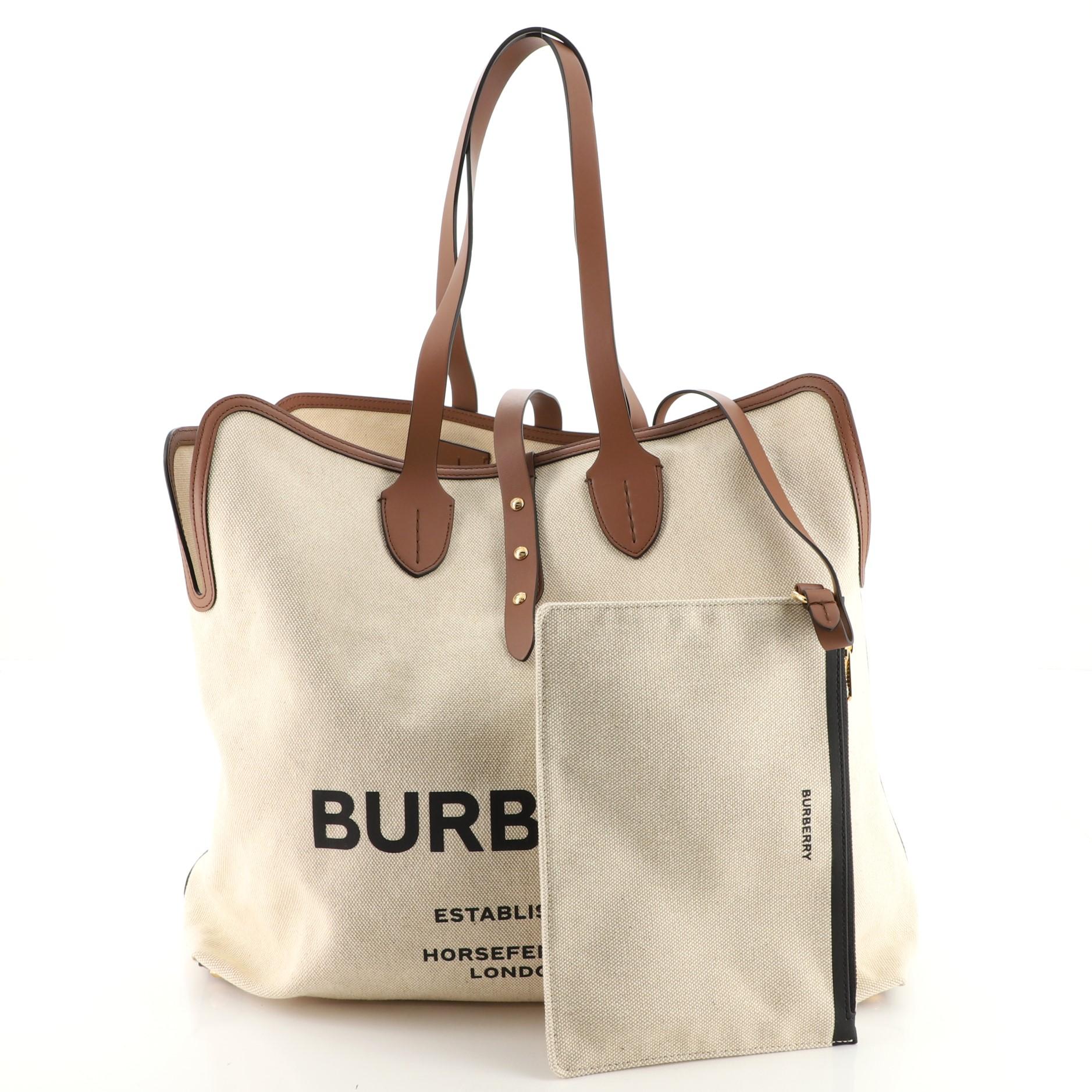 Burberry Soft Belt Tasche Canvas mit Leder Groß 2