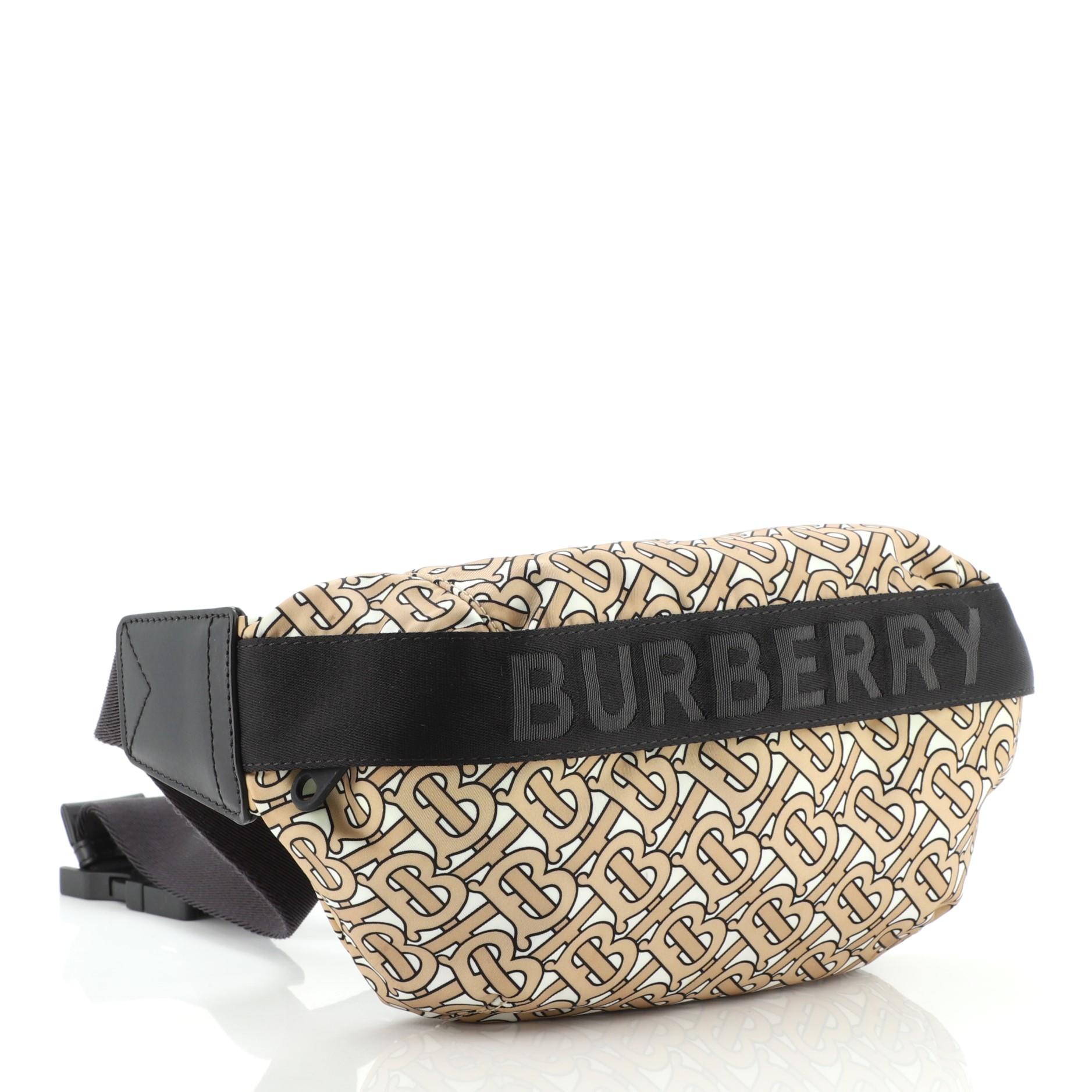 Gray Burberry Sonny Belt Bag TB Monogram Nylon