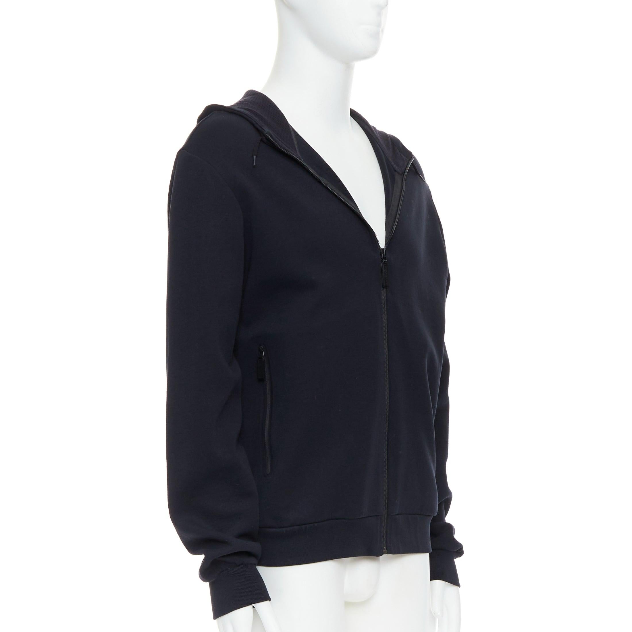 Black BURBERRY SPORT black rubber logo zippers cotton blend hoodie L
