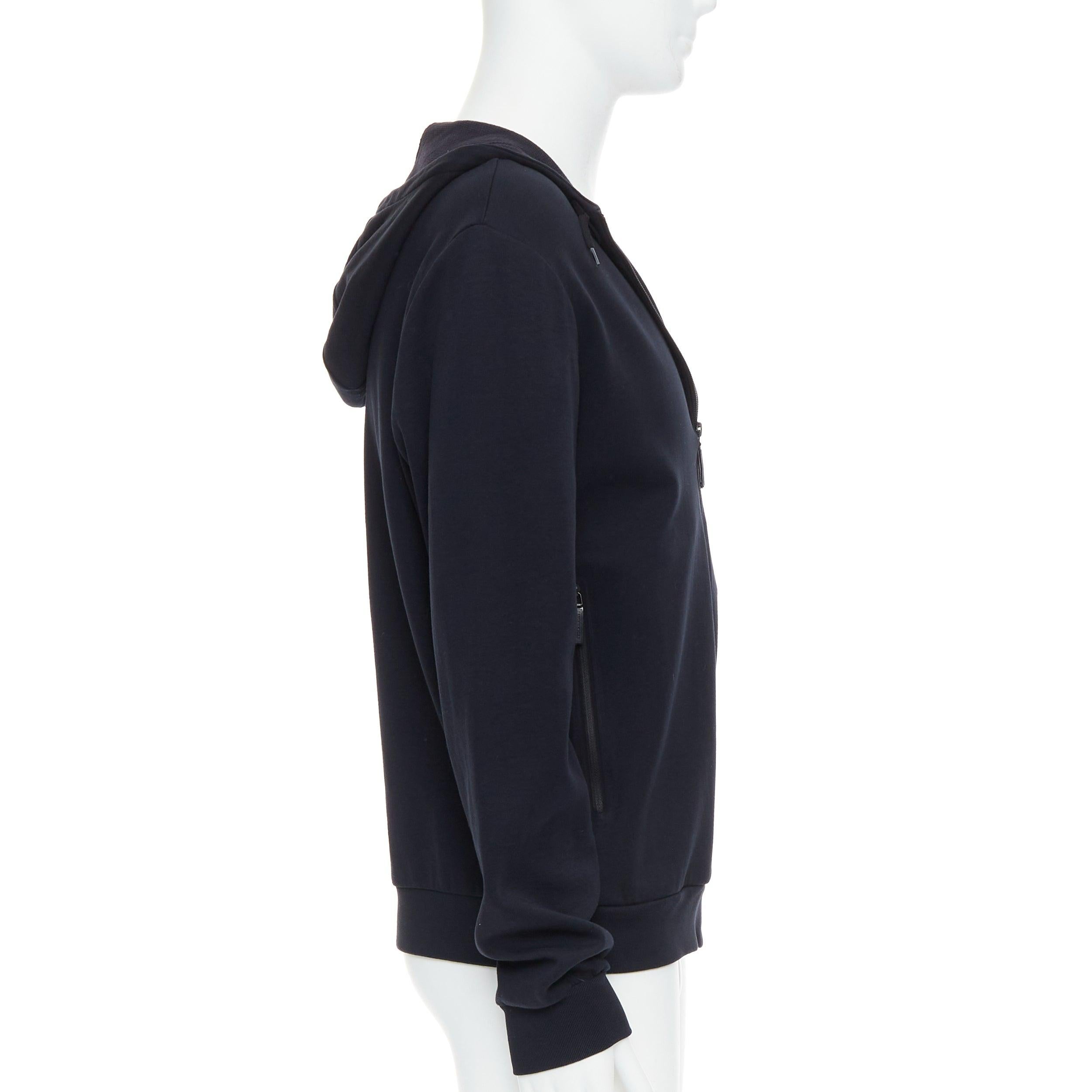 BURBERRY SPORT black rubber logo zippers cotton blend hoodie L In Good Condition In Hong Kong, NT