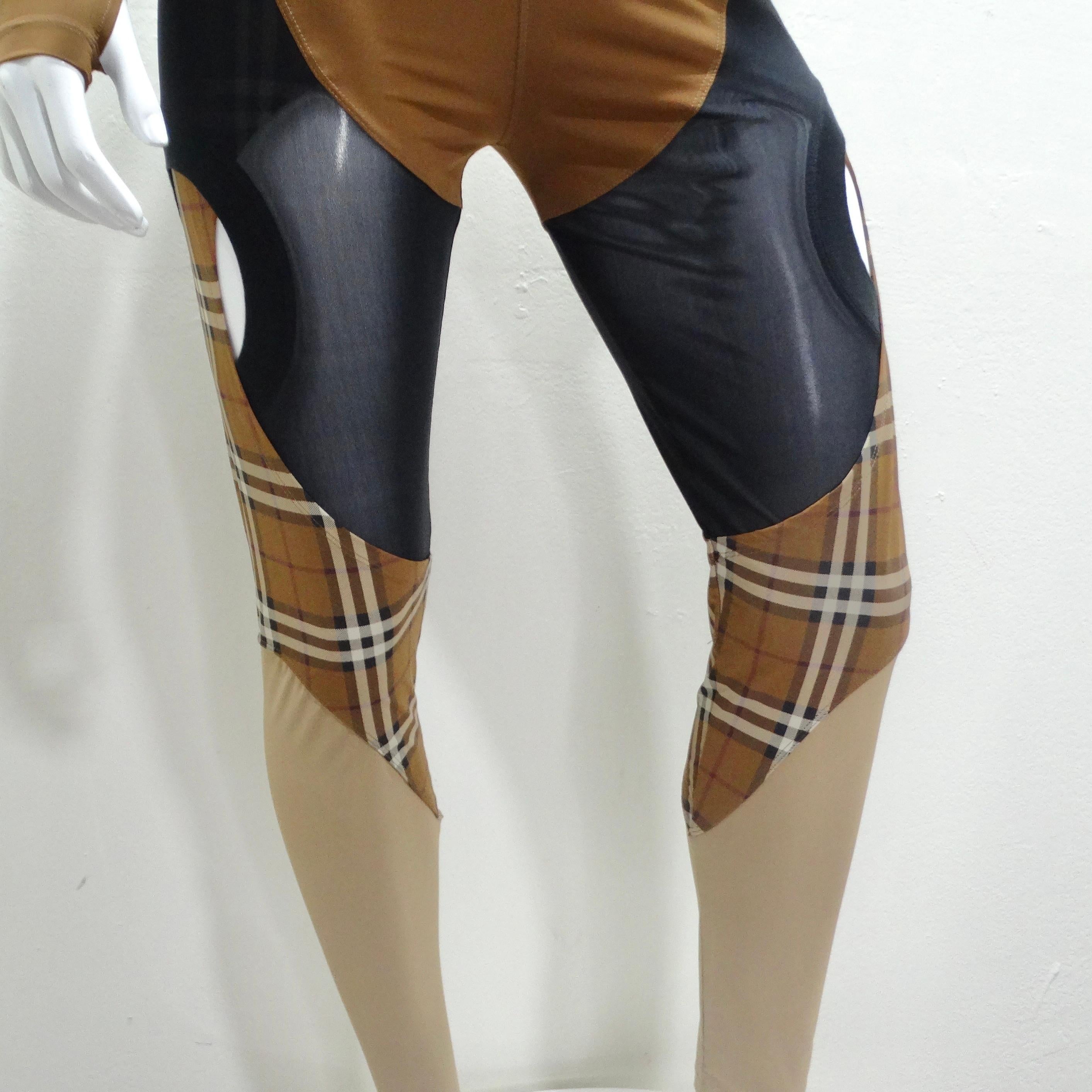 Burberry Sporty Panel Brown Leggings In Excellent Condition For Sale In Scottsdale, AZ