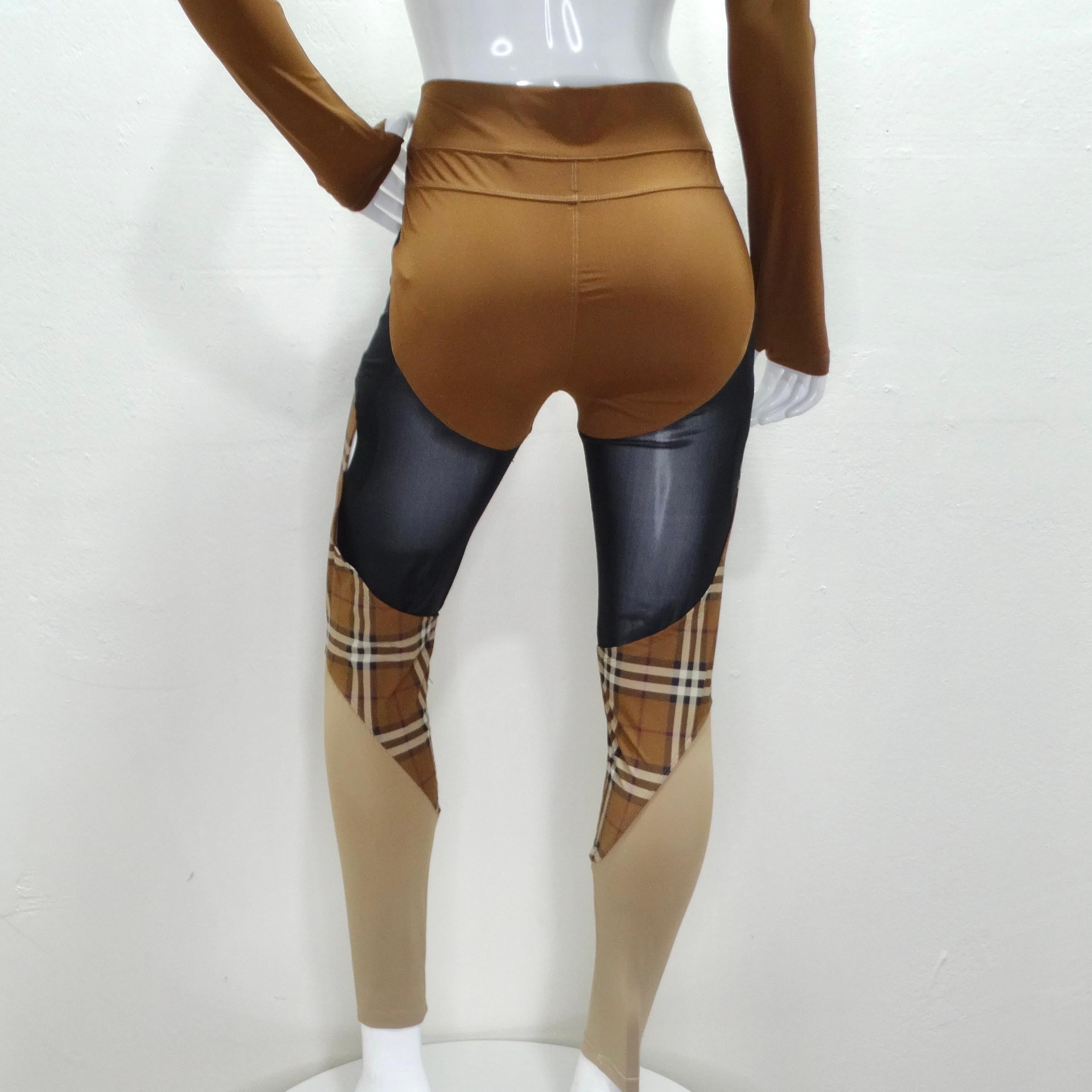 Burberry Sporty Panel Brown Leggings For Sale 1