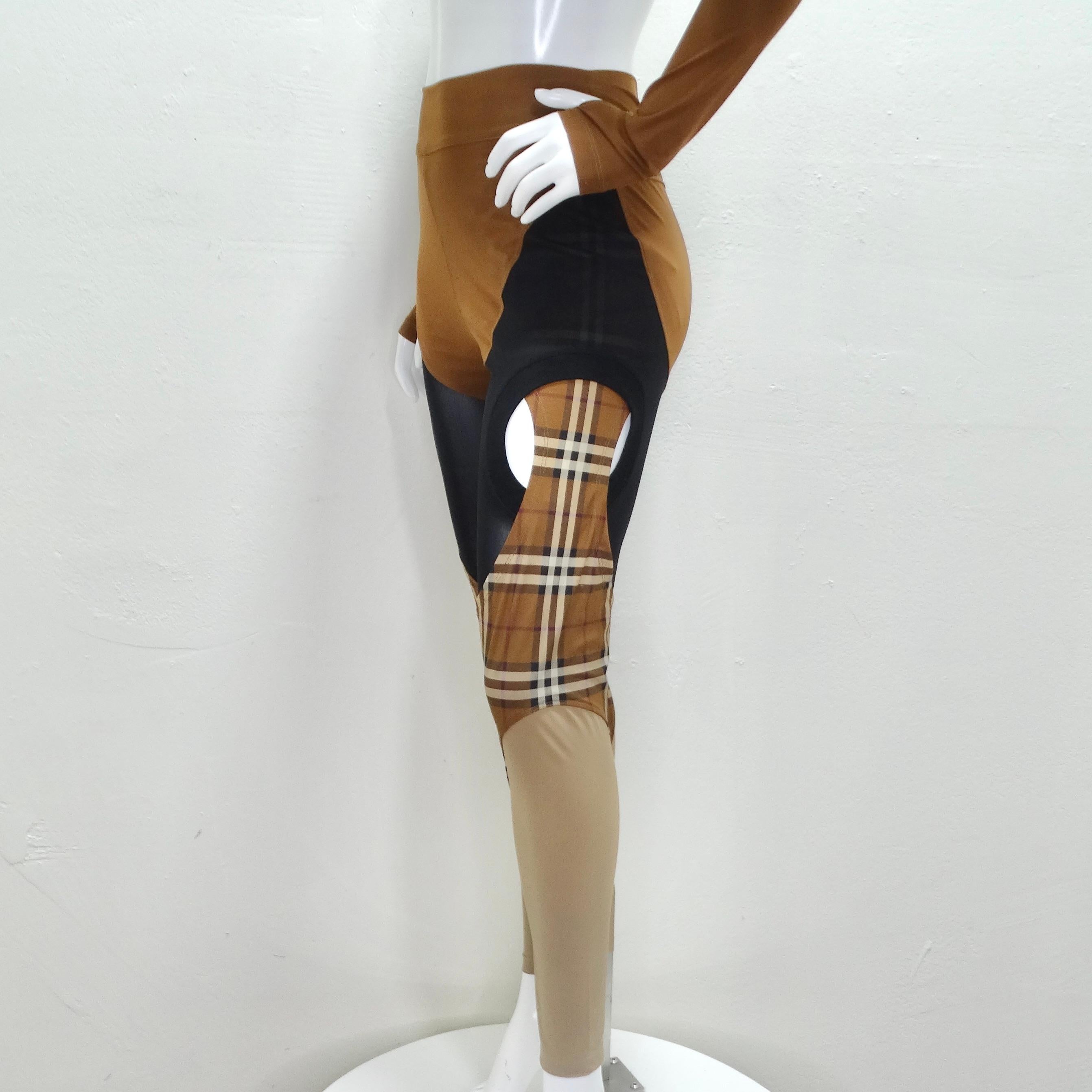 Burberry Sporty Panel Brown Leggings For Sale 2