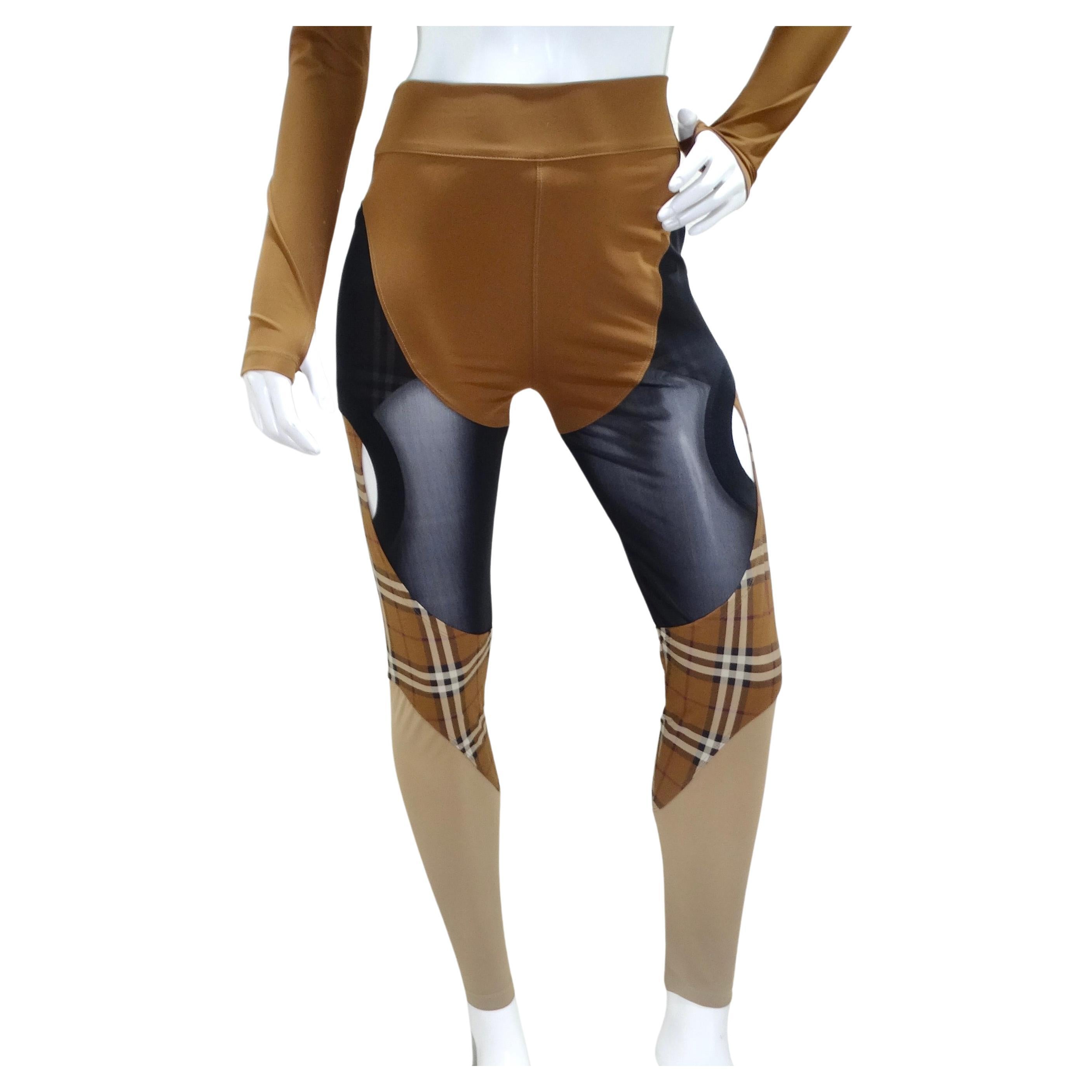 Burberry Sporty Panel Brown Leggings For Sale