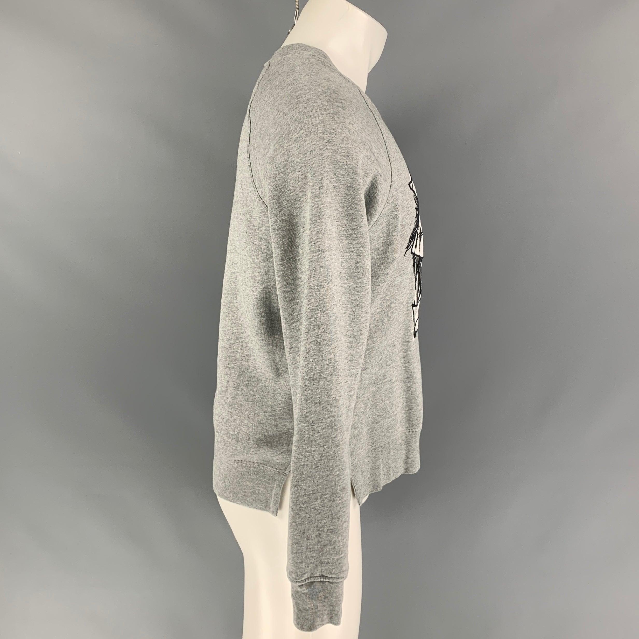 Uomo BURBERRY Primavera 2017 Felpa girocollo grafica grigia in cotone/poliestere taglia S in vendita