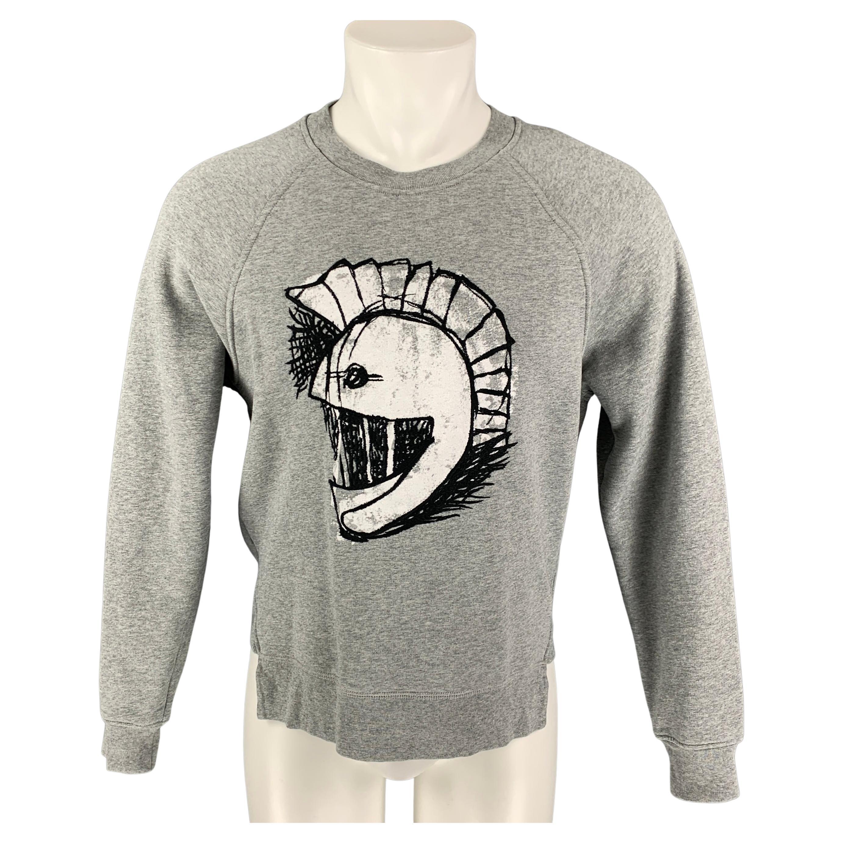 BURBERRY Spring 2017 Size S Grey Graphic Cotton / Polyester Crew-Neck  Sweatshirt For Sale at 1stDibs