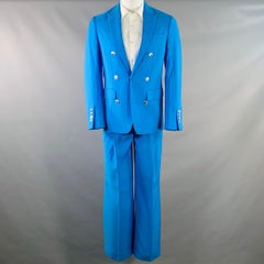 BURBERRY SS23 Size 34 Blue Wool Peak Lapel Double Breasted Suit