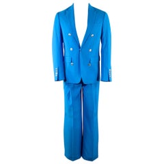 BURBERRY SS23 Size 34 Blue Wool Peak Lapel Double Breasted Suit