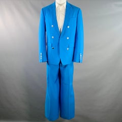 BURBERRY SS23 Size 40 Blue Wool Peak Lapel Double Breasted Suit