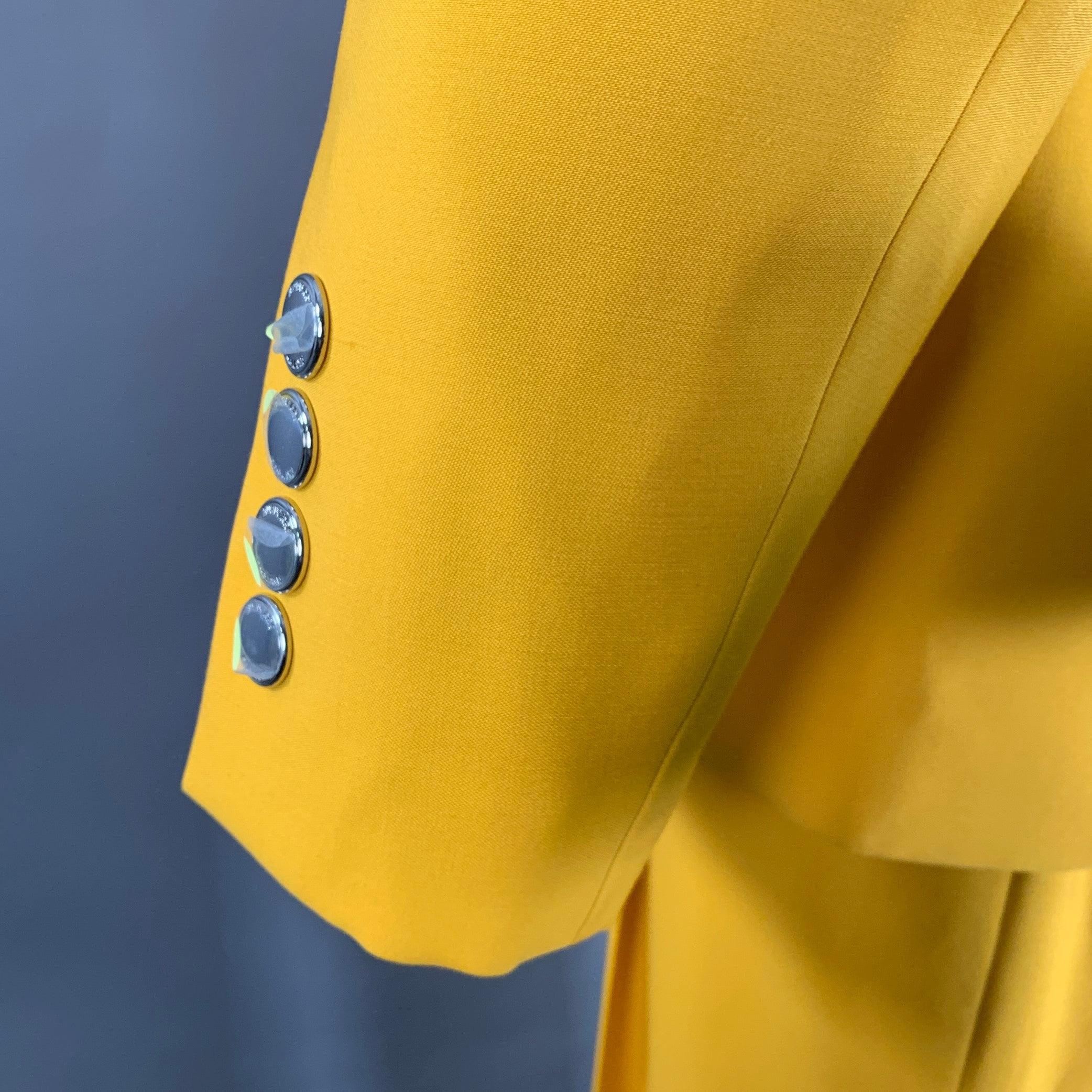 BURBERRY SS23 Taglia 40 Abito doppiopetto in lana gialla in vendita 1