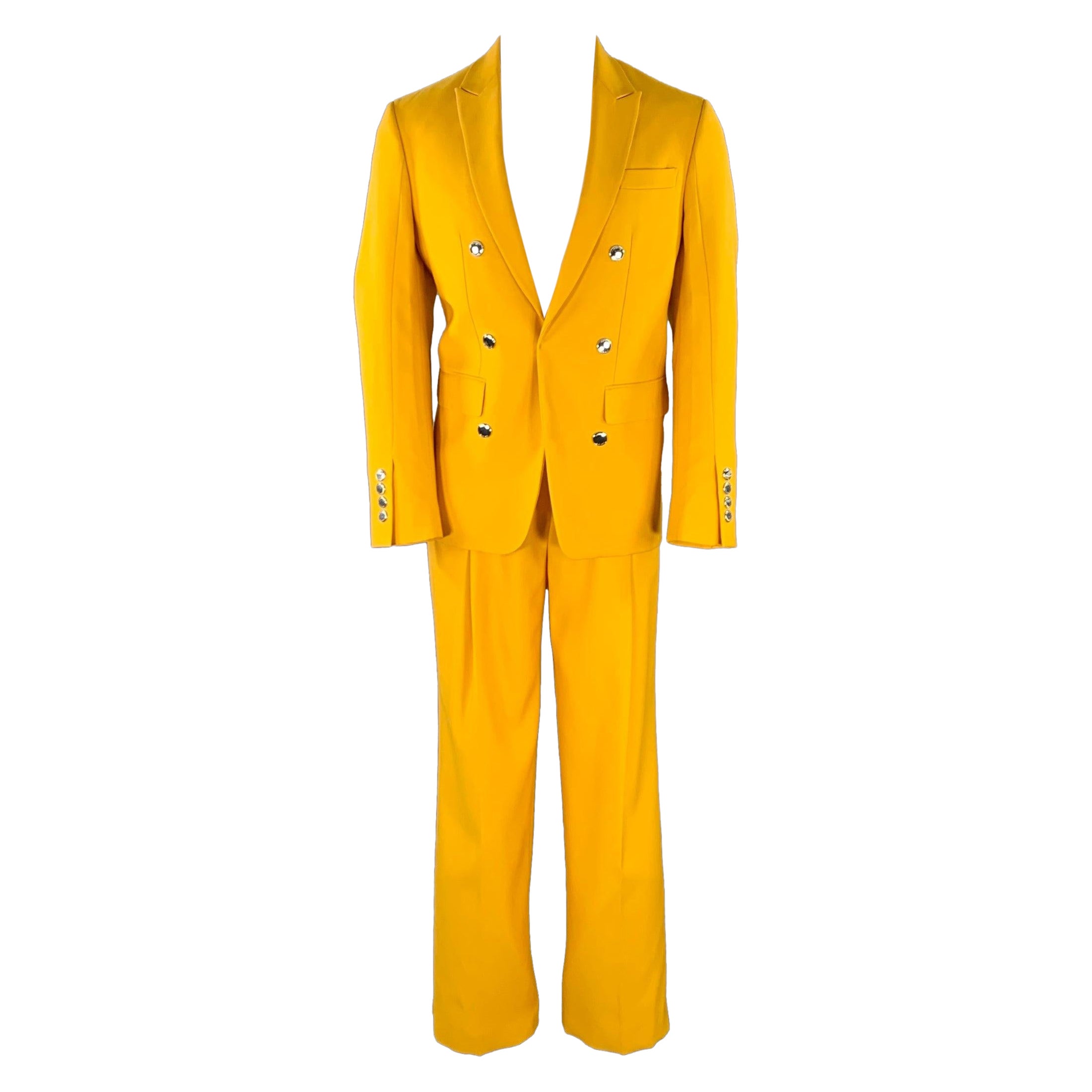 BURBERRY SS23 Talla 40 Traje Lana Amarillo Doble Pechera