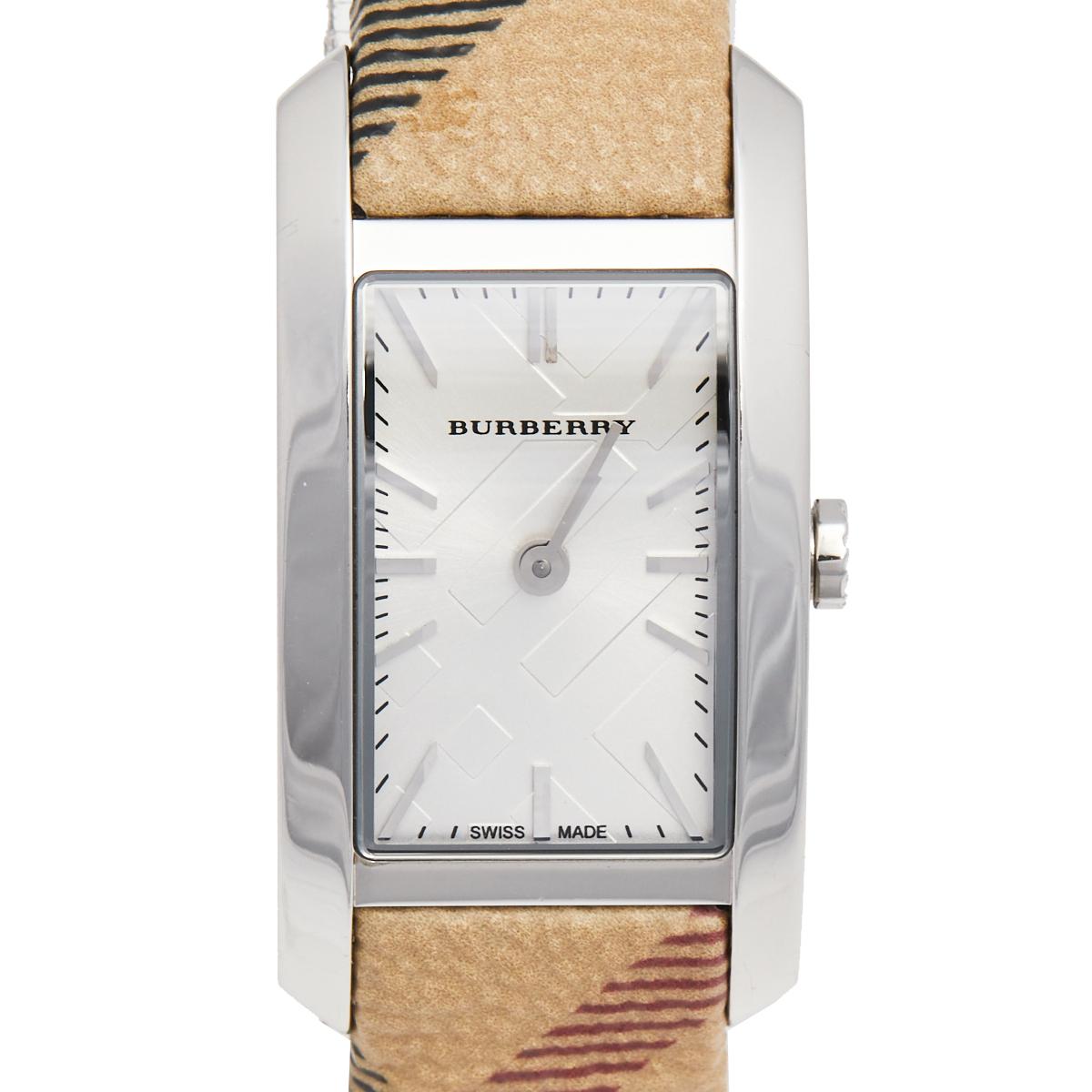 Contemporary Burberry Stainless Steel Leather The Pioneer BU9508 Women's Wristwatch 20MM