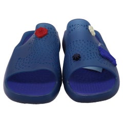 Burberry Stingray Charm-Embellished Slide Sandals in Blue Rubber
