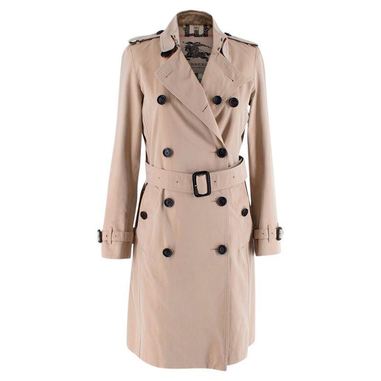 Burberry Stone Cotton Gabardine Trench Coat size XS For Sale at 1stDibs