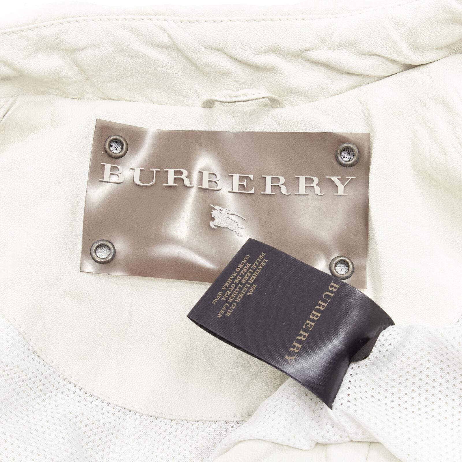 BURBERRY stone grey 100% leather cropped trench jacket IT38 XS 4