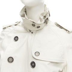 BURBERRY stone grey 100% leather cropped trench jacket IT38 XS