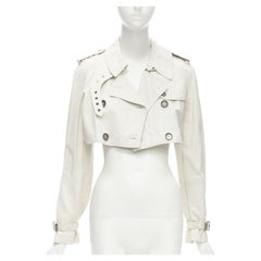Trench gris pierre Burberry 100 % cuir, taille IT 38 XS