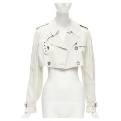 BURBERRY gabardina gris piedra 100% piel IT38 XS