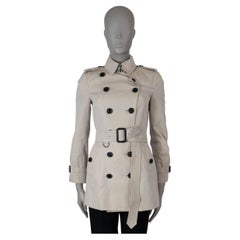 BURBERRY stone grey cotton SANDRINGHAM SHORT TRENCH Coat Jacket 6 XS