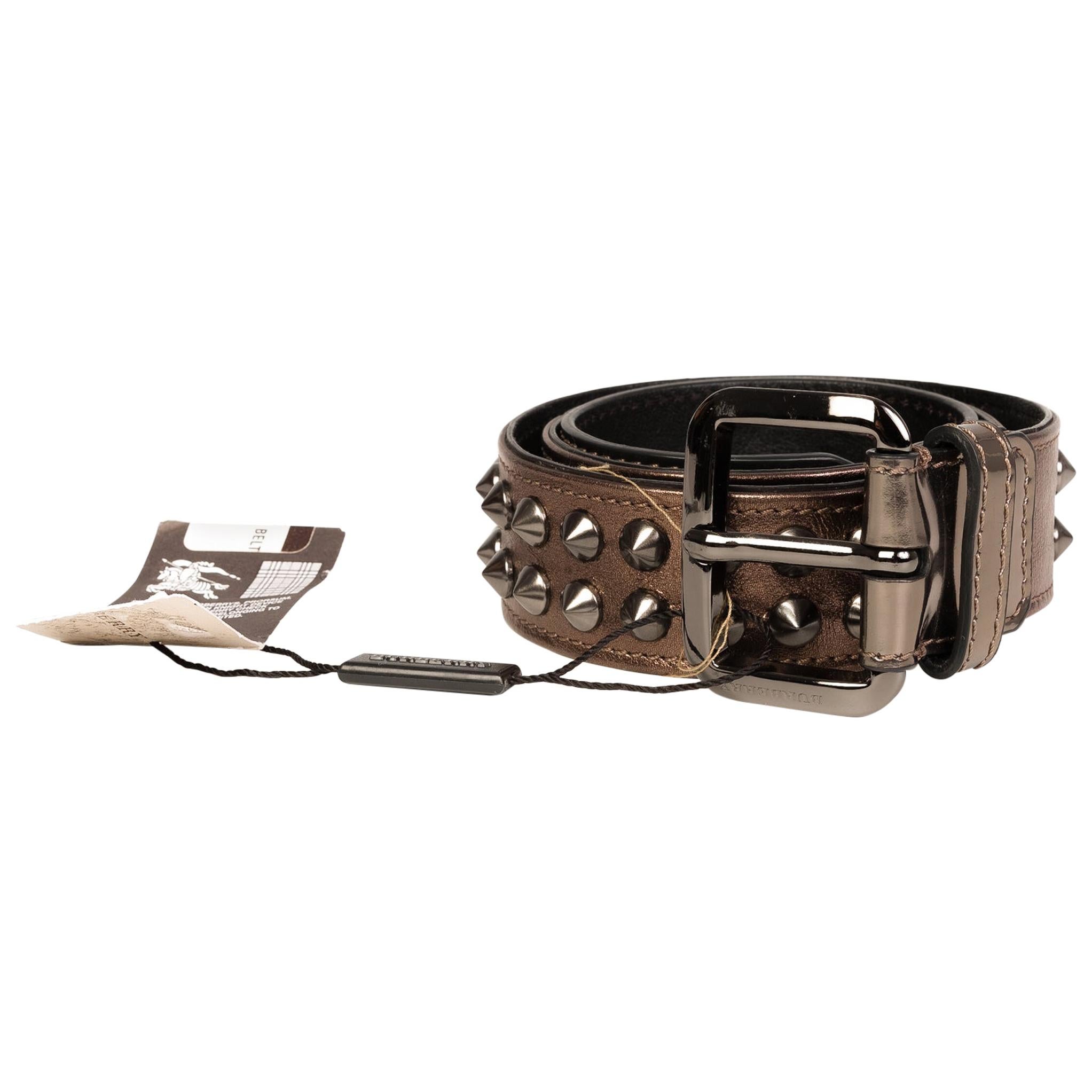 Burberry Studded Dark Nickel Belt (Size 28/70) For Sale