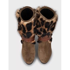 Burberry Suede & Fur Trim Chic Stiletto Heels Ankle Boots Sz.38.5