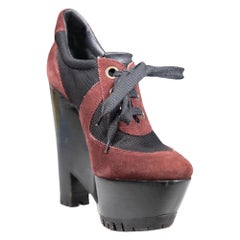 Burberry Suede Prorsum Stuart Wedge Lace Up Boots Size IT 40