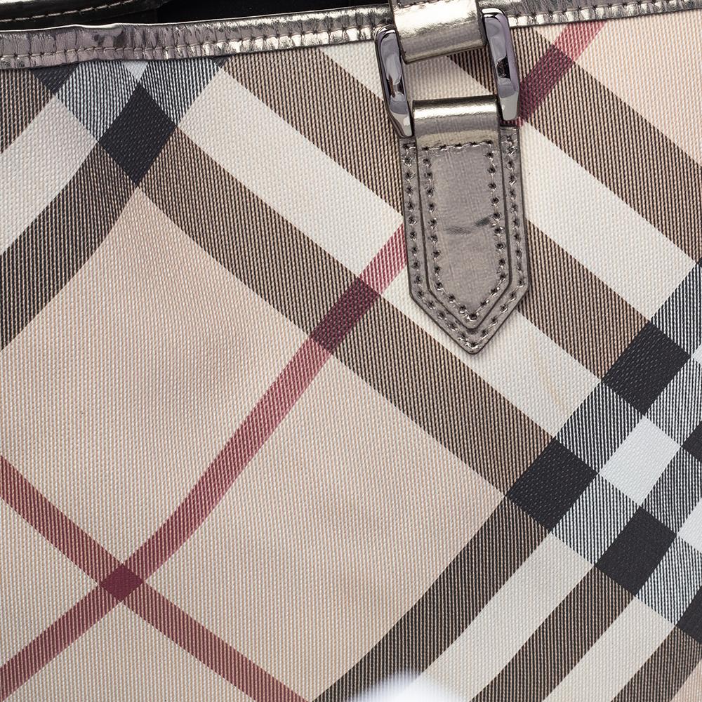 Burberry Supernova Check Coated Canvas and Patent Leather Nickie Tote 2