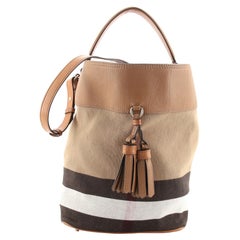 Burberry Susanna Tassel Hobo House Check Canvas Medium