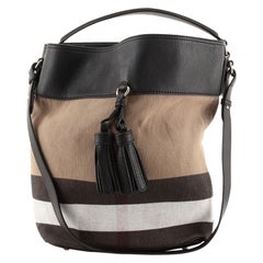 Burberry Susanna Tassel Hobo House Check Canvas Medium