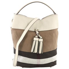 Burberry Susanna Tassel Hobo House Check Canvas Medium