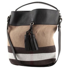 Burberry Susanna Tassel Hobo House Check Canvas Medium