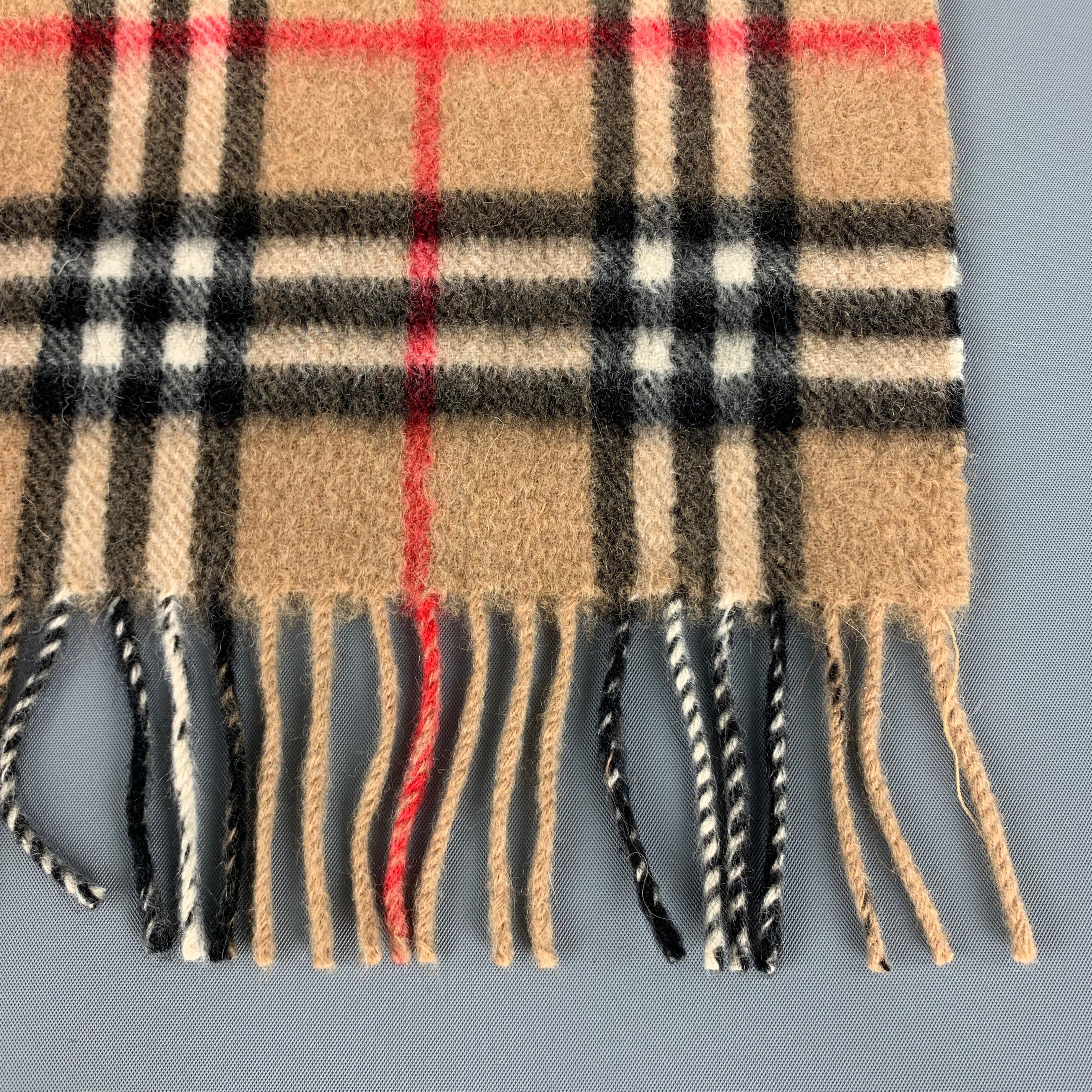 Vintage BURBERRY Scarf comes in a tan tone in a cashmere material, with a 