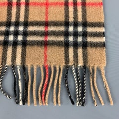 BURBERRY Tan Cashmere Signature Plaid Scarf