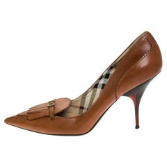 Burberry Tan Leather Fringe Pointed Toe Pumps Size 36