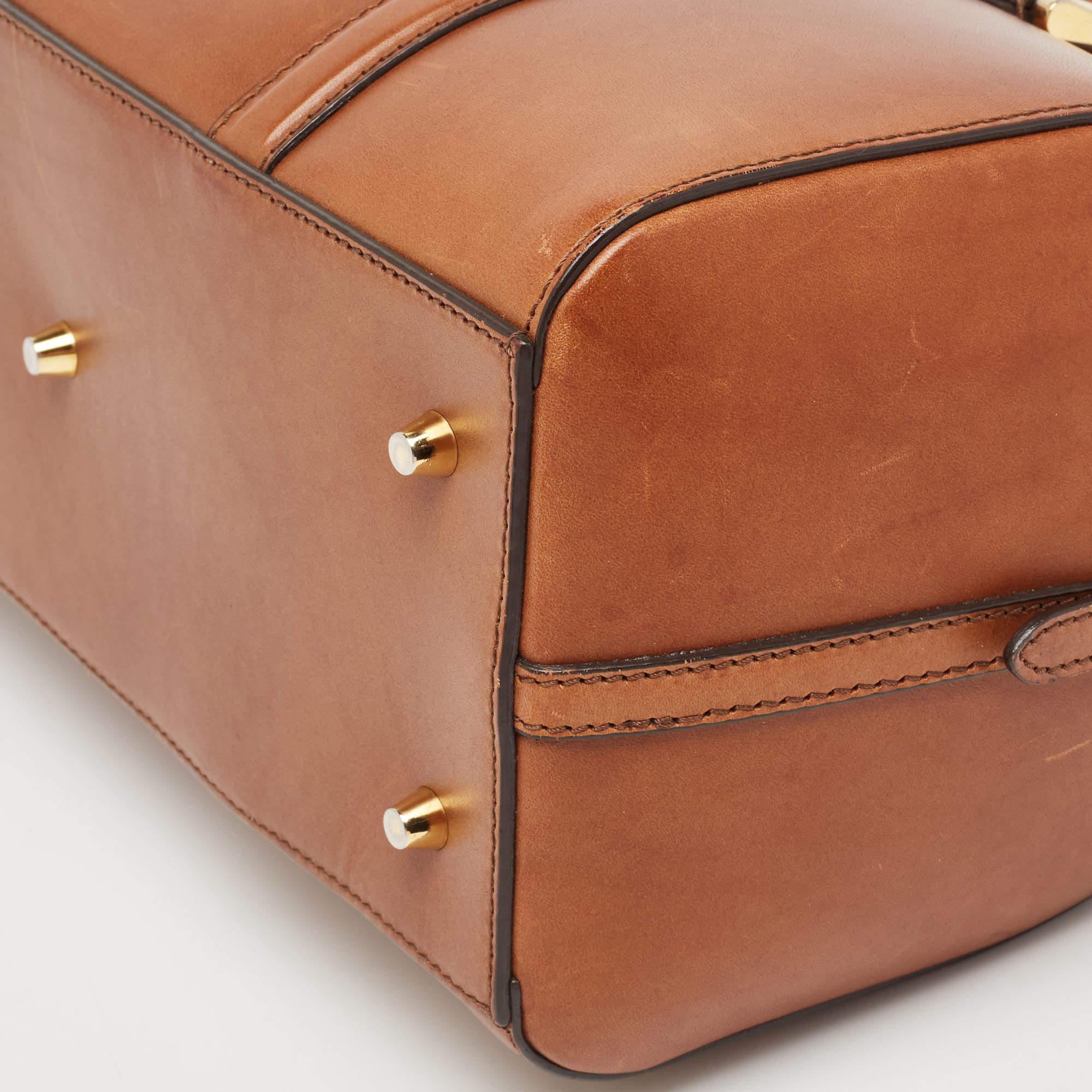Brown Burberry Tan Leather Medium Alchester Bowler Bag