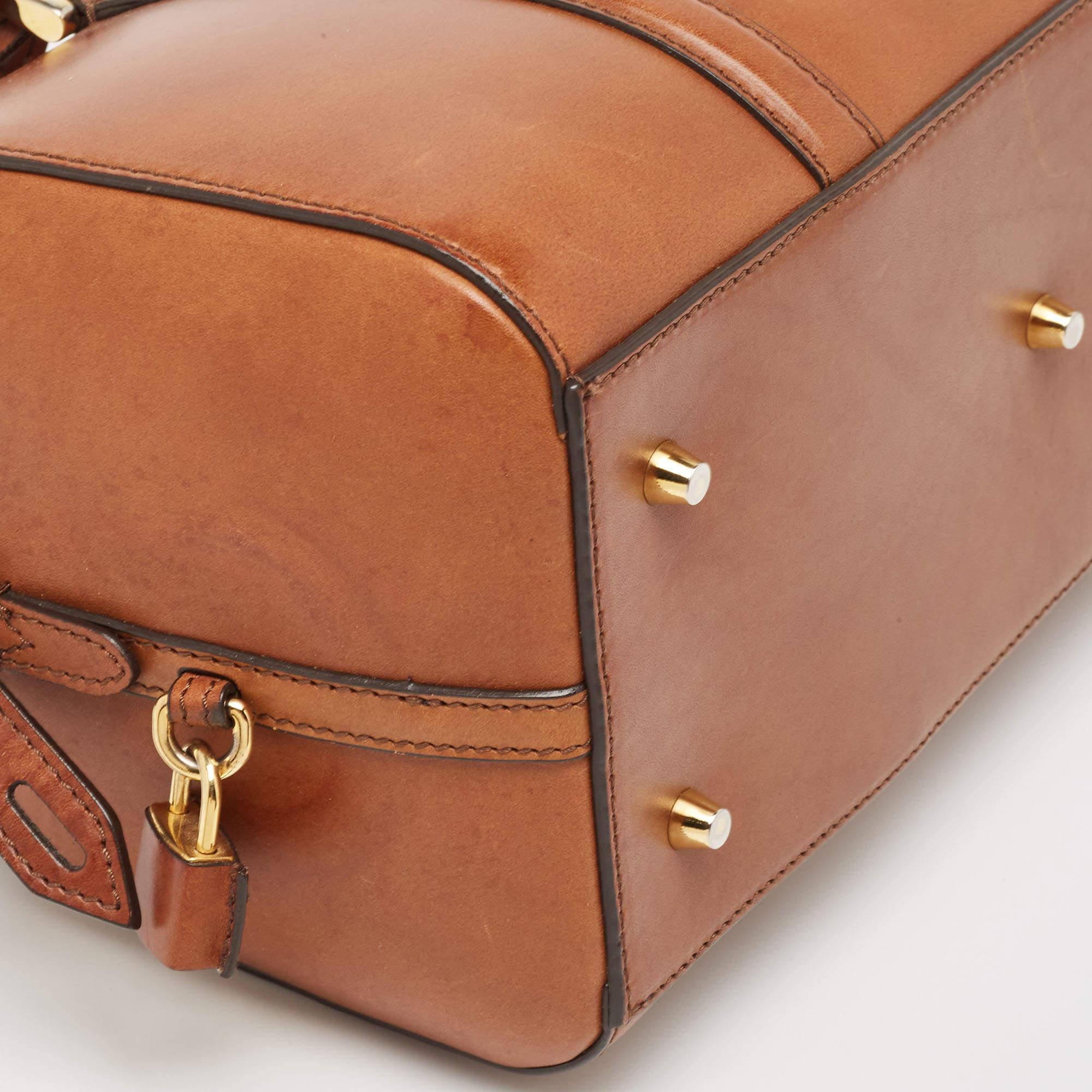 Burberry Tan Leather Medium Alchester Bowler Bag In Good Condition In Dubai, Al Qouz 2