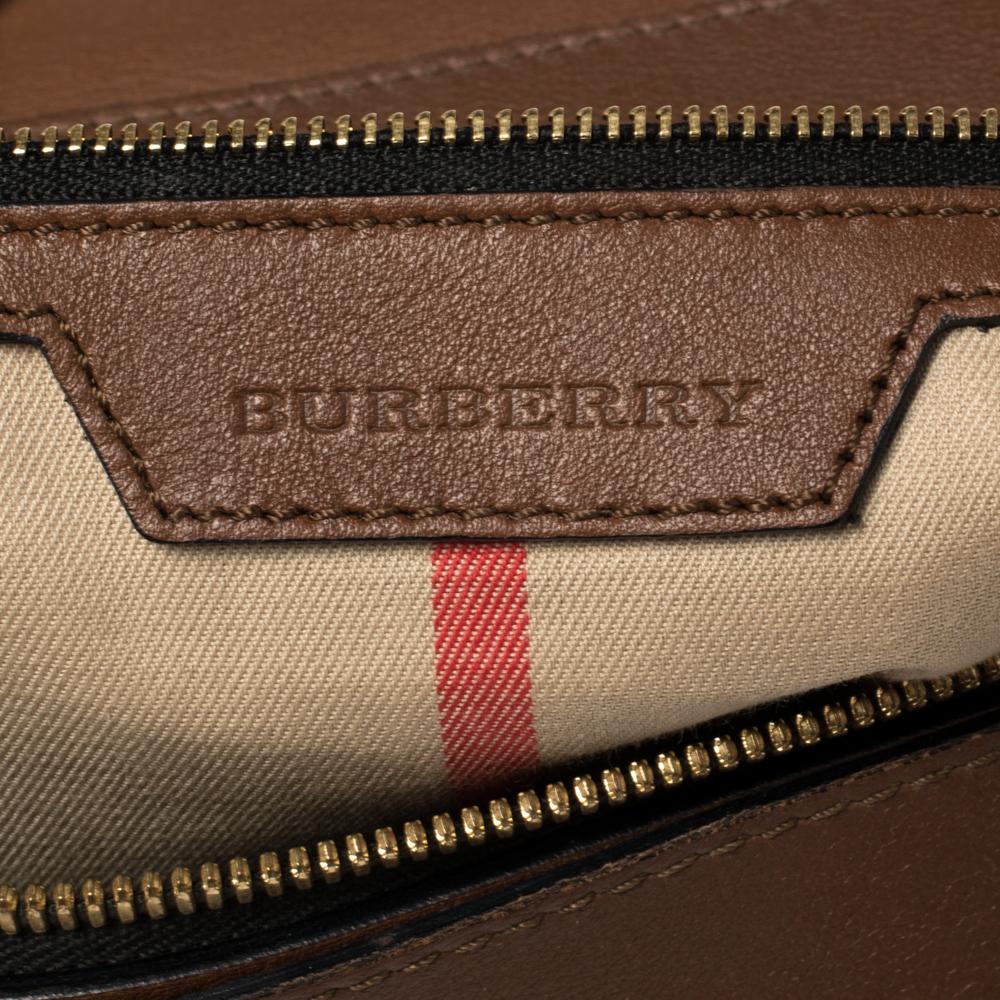 Brown Burberry Tan Leather Medium Alchester Bowler Bag